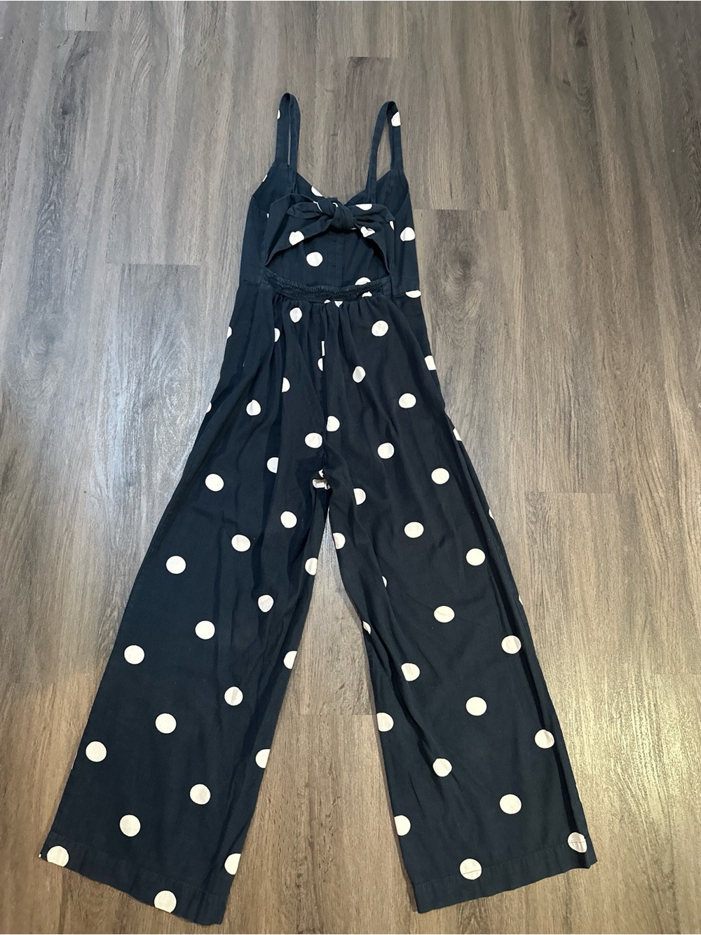 Black & White Polka Dot Wide-Leg Jumpsuit - Picture 3 of 10